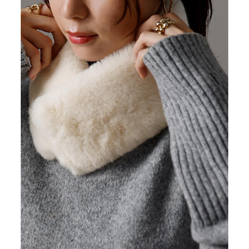 SALE ファー ティペット マフラー フェイクファー 厚手 レディース ファーティペット スヌード ネックウォーマー | HUG.U | 07