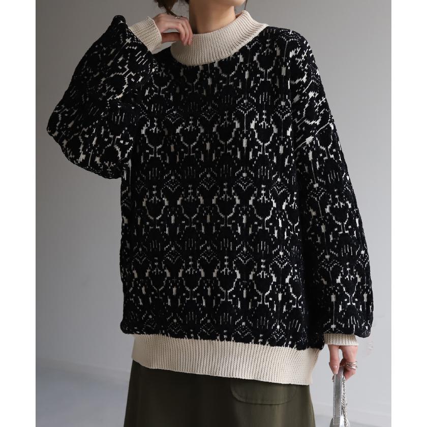 Leilian タートルネックセーター13+とハングトゥース柄チュニック17＋ Leilian タートルネックセーター13+とハングトゥース柄