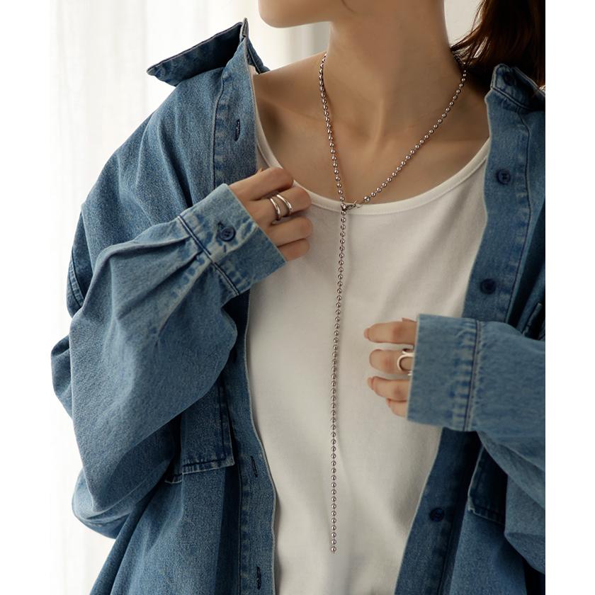 ネックレス シルバー 錆びにくい 金属アレルギー ボール 金アレ ボールチェーン チェーンネックレス | HUG.U | 02