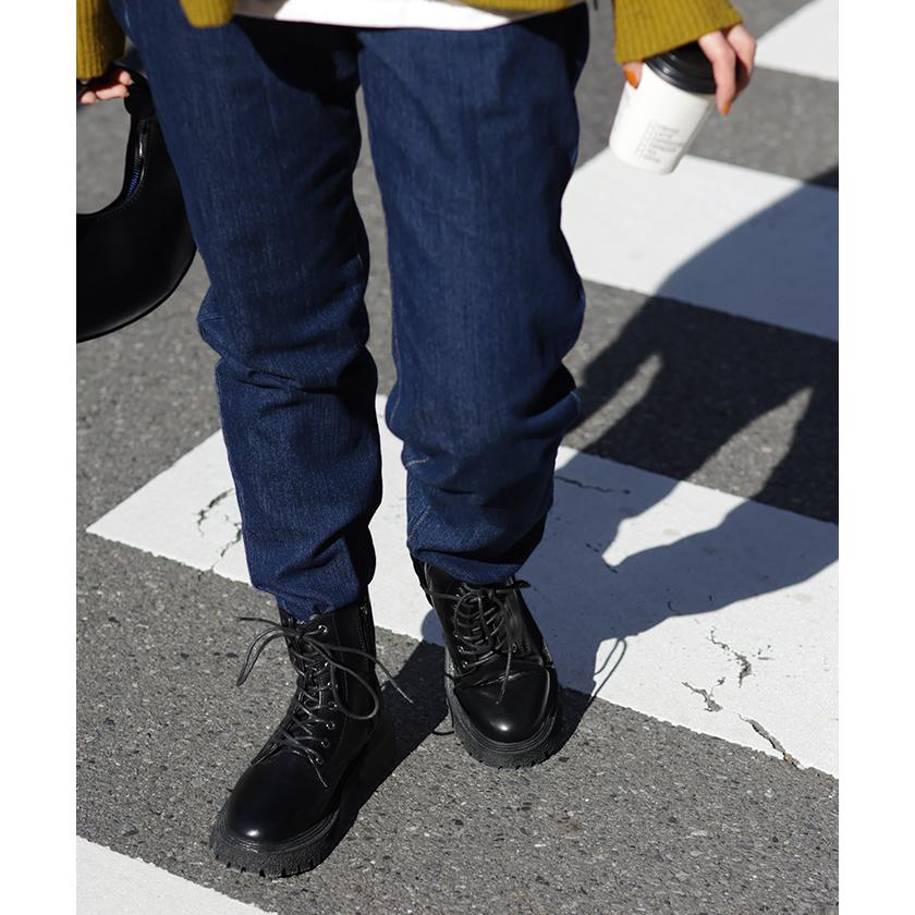 ブーツ レースアップブーツ 5センチヒール 編み上げ レディース 靴 厚底 シューズ 歩きやすい ブラック | HUG.U | 10