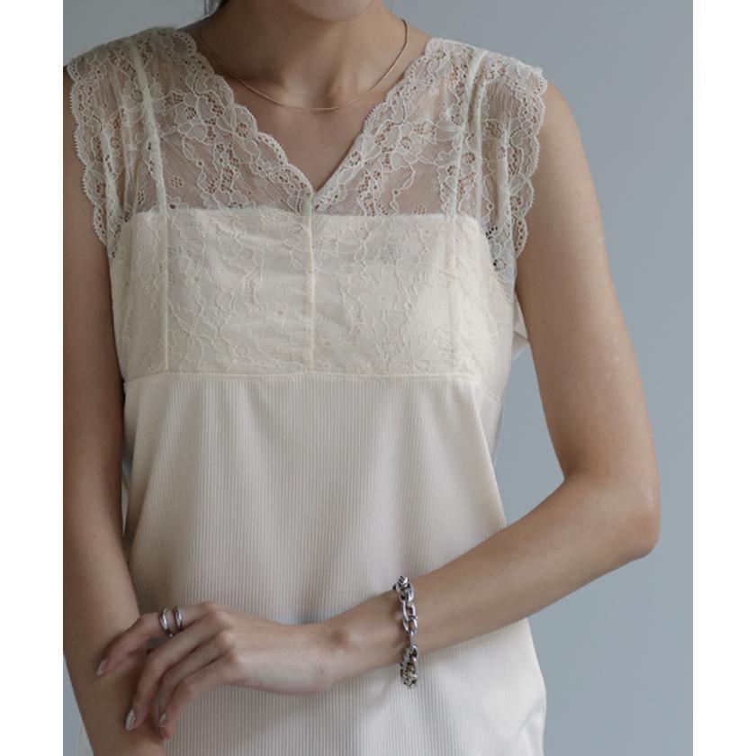 HUG.U タンクトップ レース レディース フラワー ロングタンク