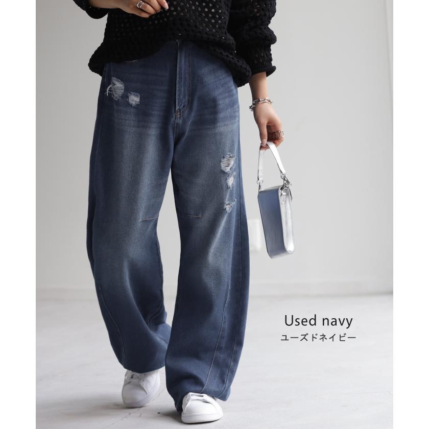 パンツ デニム お洒落 カーブパンツ デニムパンツ レディース タック カーブデニム ジーンズ ジーパン ボトム | HUG.U | 14
