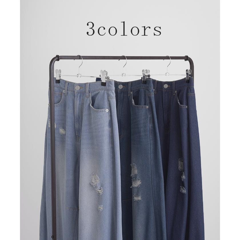 パンツ デニム お洒落 カーブパンツ デニムパンツ レディース タック カーブデニム ジーンズ ジーパン ボトム | HUG.U | 11