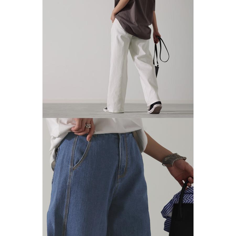 デニム 新感覚 多重ステッチ パンツ デニムパンツ レディース ハイライズ ワイドパンツ ワイド 大きいサイズ | HUG.U | 10
