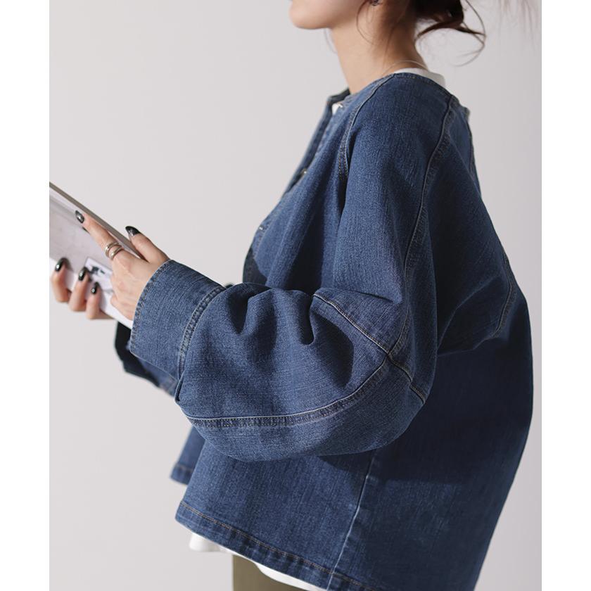 デニムジャケット Gジャン コンパクト目 新感覚 デニム アウター レディース デニムシャツ トップス ジャケット | HUG.U | 12