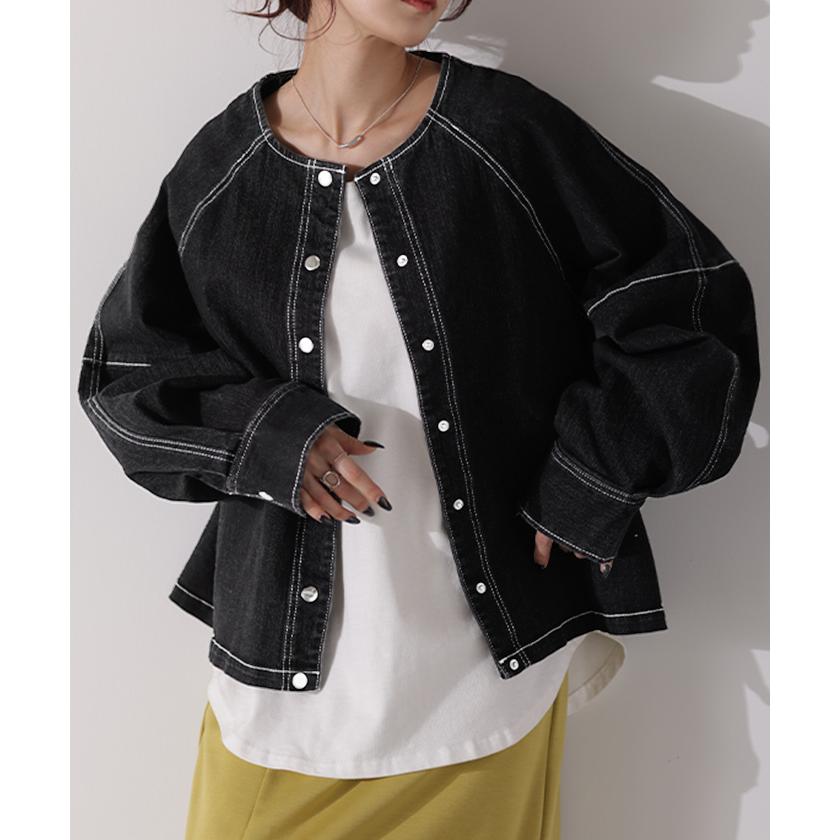 デニムジャケット Gジャン コンパクト目 新感覚 デニム アウター レディース デニムシャツ トップス ジャケット | HUG.U | 06