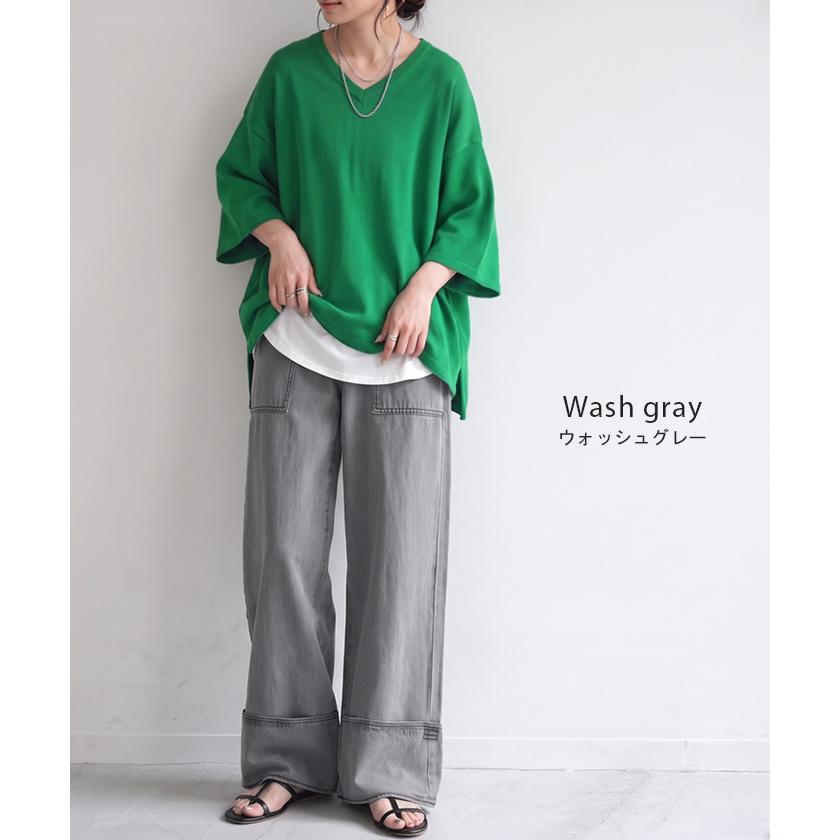 デニム ロールアップ 美脚パンツ ストレート パンツ レディース デニムパンツ ワイドパンツ ワイド ジーンズ | HUG.U | 18