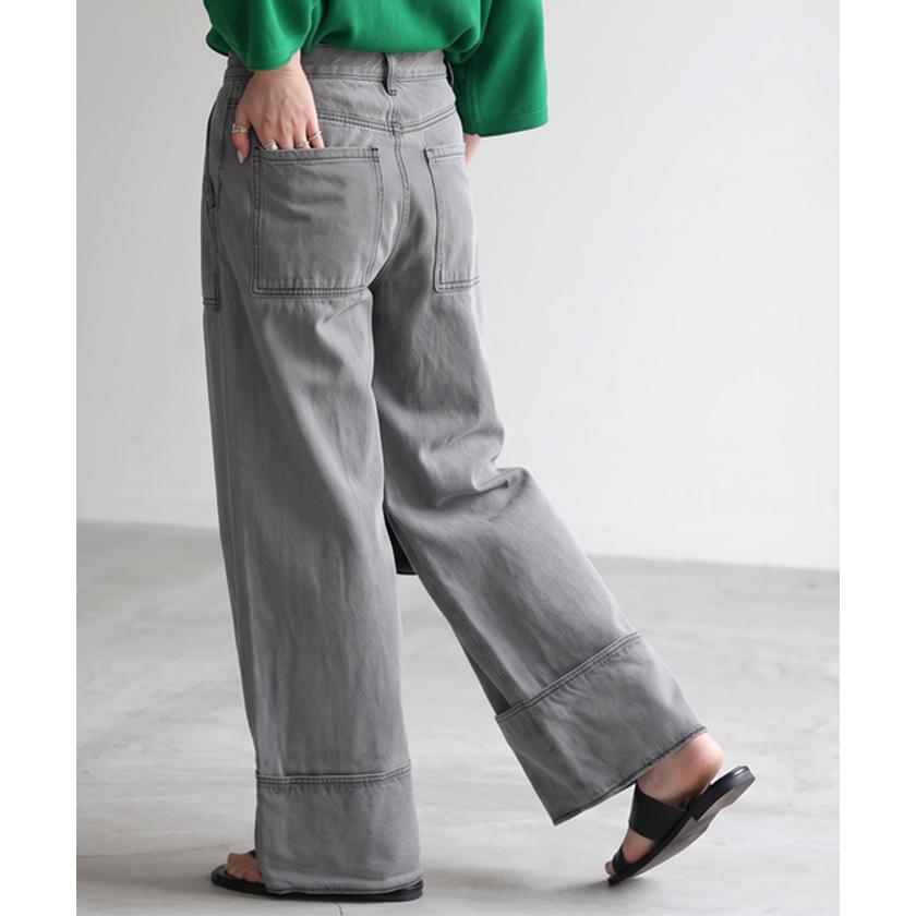 デニム ロールアップ 美脚パンツ ストレート パンツ レディース デニムパンツ ワイドパンツ ワイド ジーンズ | HUG.U | 11