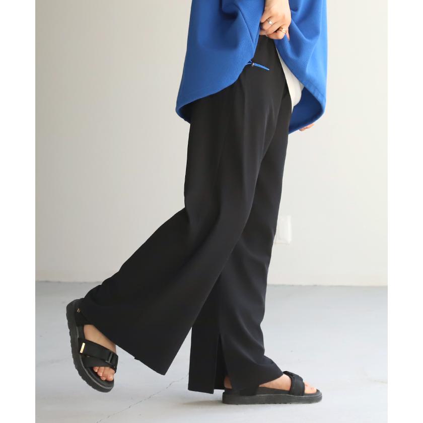 パンツ 撥水 ロング レディース はっ水 梅雨 雨の日 ボトムス ワイド ワイドパンツ ストレートパンツ フレア | HUG.U | 08