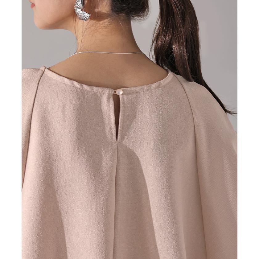 トップス すっきり 体型カバー ツイード 調 ドルマン レディース オフィスカジュアル きれいめ 七分袖 二の腕カバー | HUG.U | 14