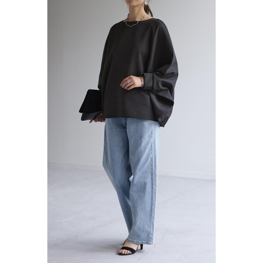 トップス すっきり 体型カバー ツイード 調 ドルマン レディース オフィスカジュアル きれいめ 七分袖 二の腕カバー | HUG.U | 10