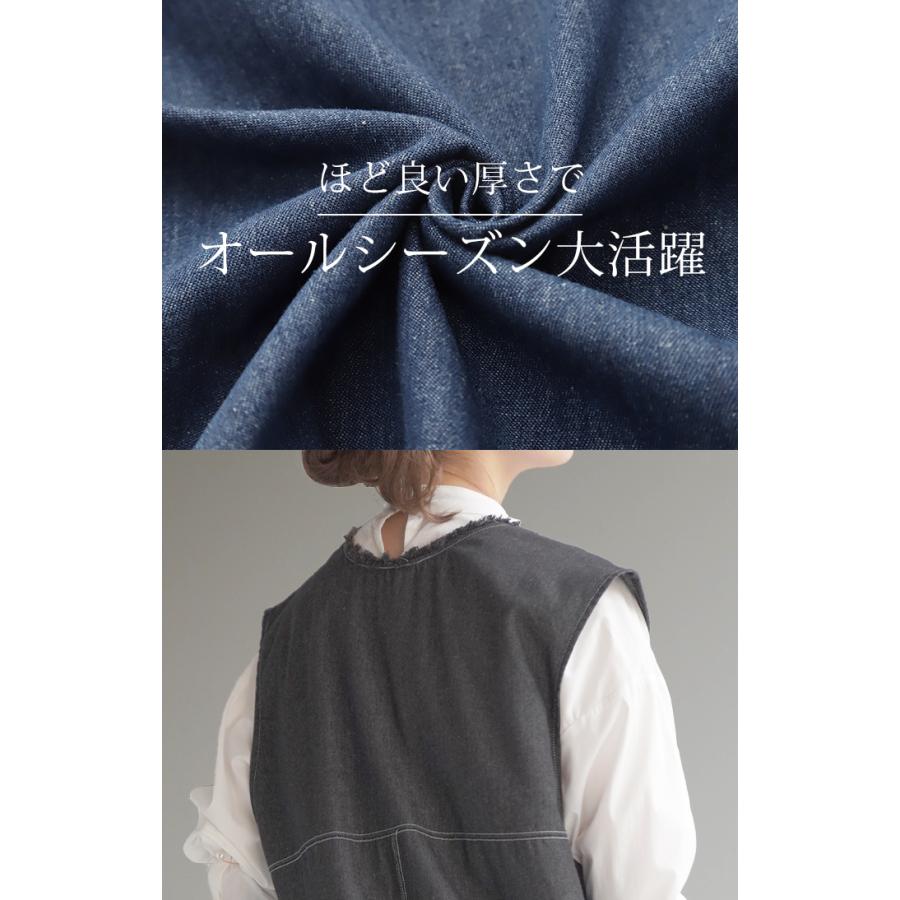 ベスト ジレ デニム ロングベスト トップス ロングジレ 前開き レイヤード デニムベスト デニムジレ スリット | HUG.U | 17