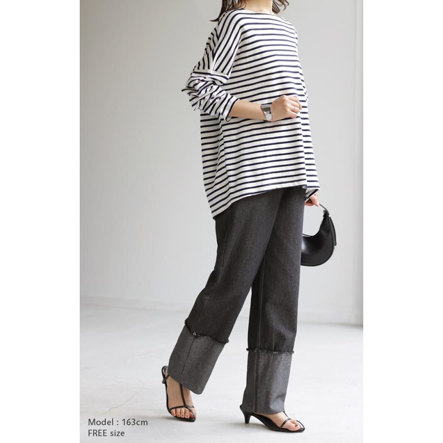 デニム ロールアップ ストレート パンツ レディース デニムパンツ ワイドパンツ ワイド ジーンズ ジーパン | HUG.U | 15