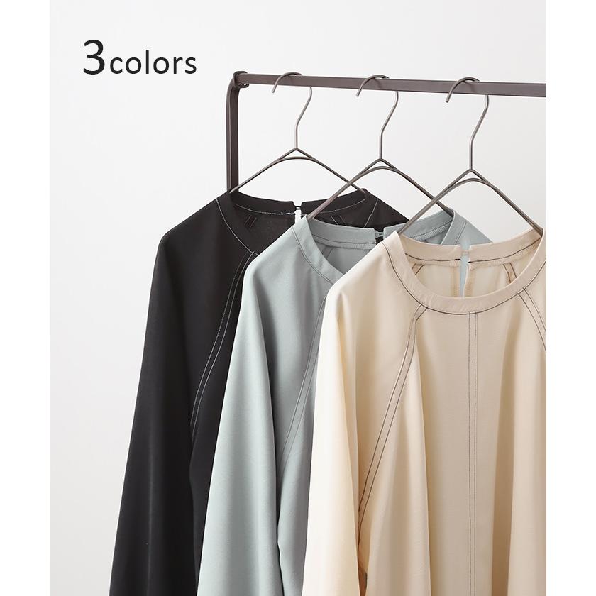 ブラウス ぽわん袖 オフィスカジュアル レディース 無地 きれいめ 長袖 ロング Tシャツ ロンT ドルマン | HUG.U | 12