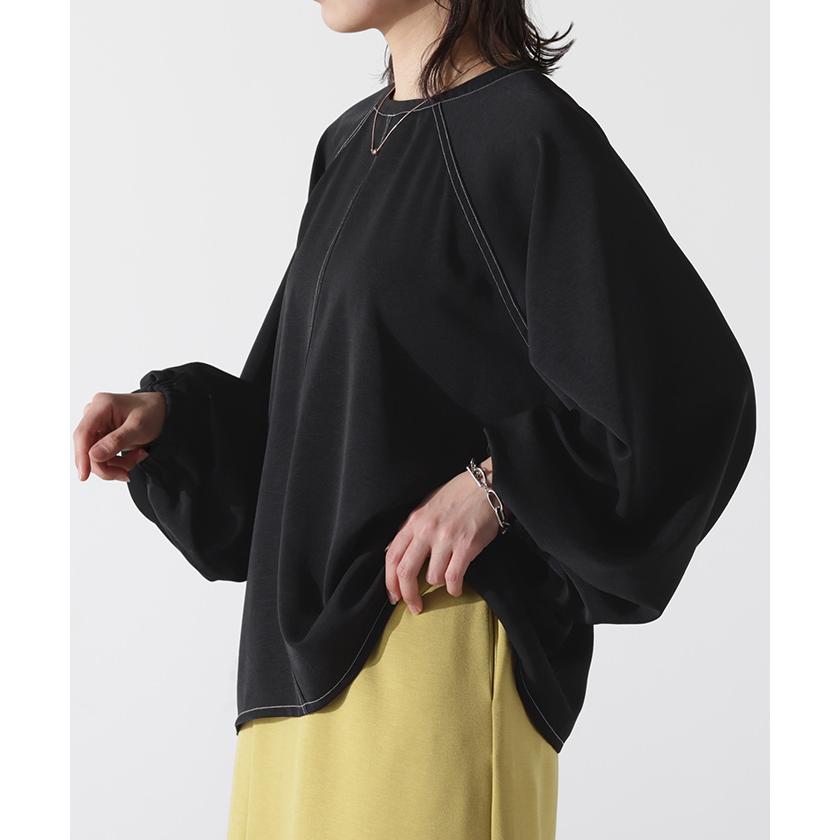 ブラウス ぽわん袖 オフィスカジュアル レディース 無地 きれいめ 長袖 ロング Tシャツ ロンT ドルマン | HUG.U | 18