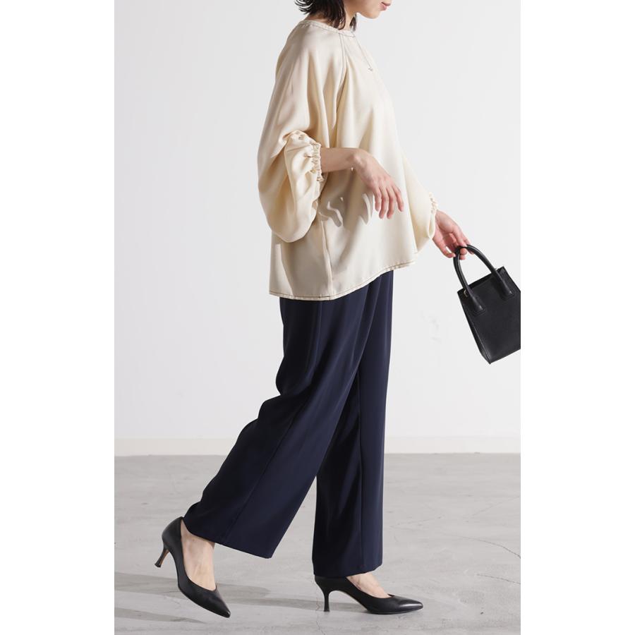 ブラウス ぽわん袖 オフィスカジュアル レディース 無地 きれいめ 長袖 ロング Tシャツ ロンT ドルマン | HUG.U | 10