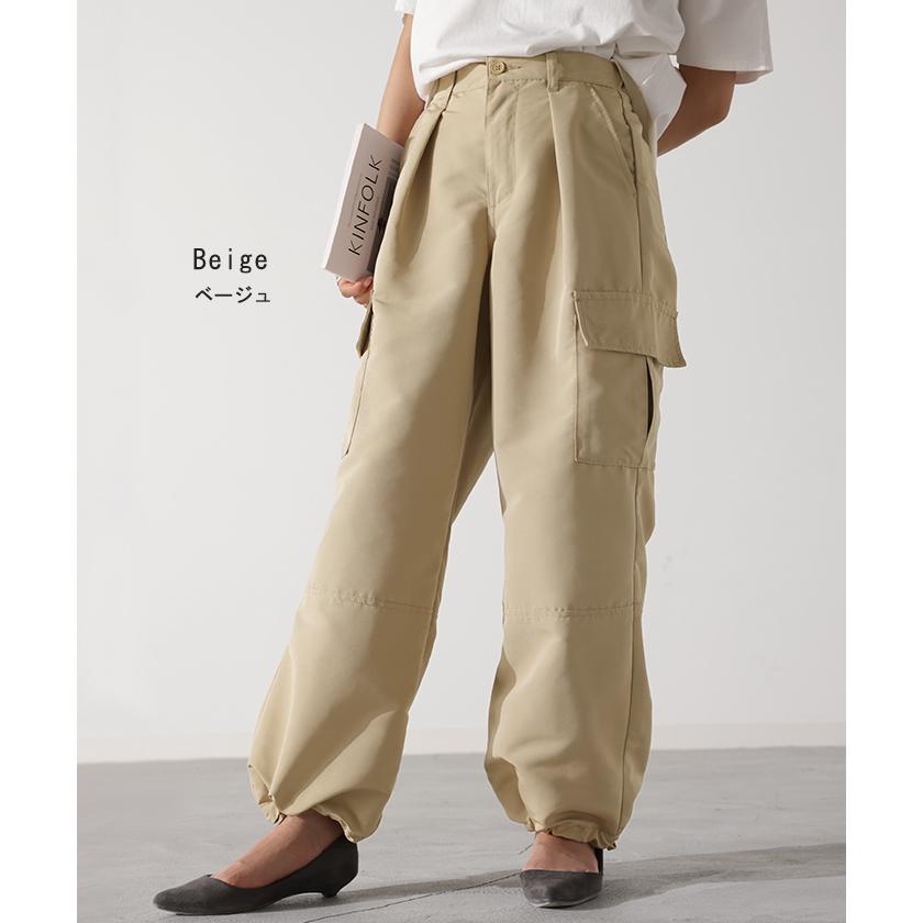 HUG.U（ハグユー） パンツ きれいめ 裾2way カーゴパンツ レディース