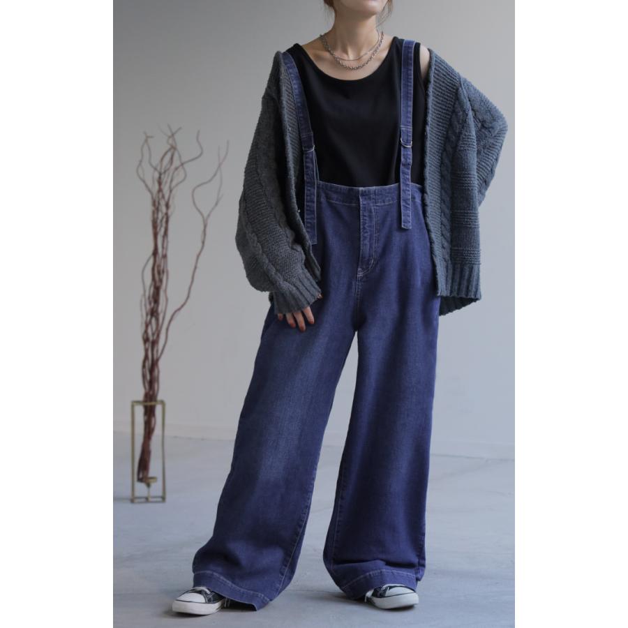 サロペット サロペ デニム 大人 オールインワン レディース サロペット 脚長 大きいサイズ つなぎ ワイドパンツ | HUG.U | 18