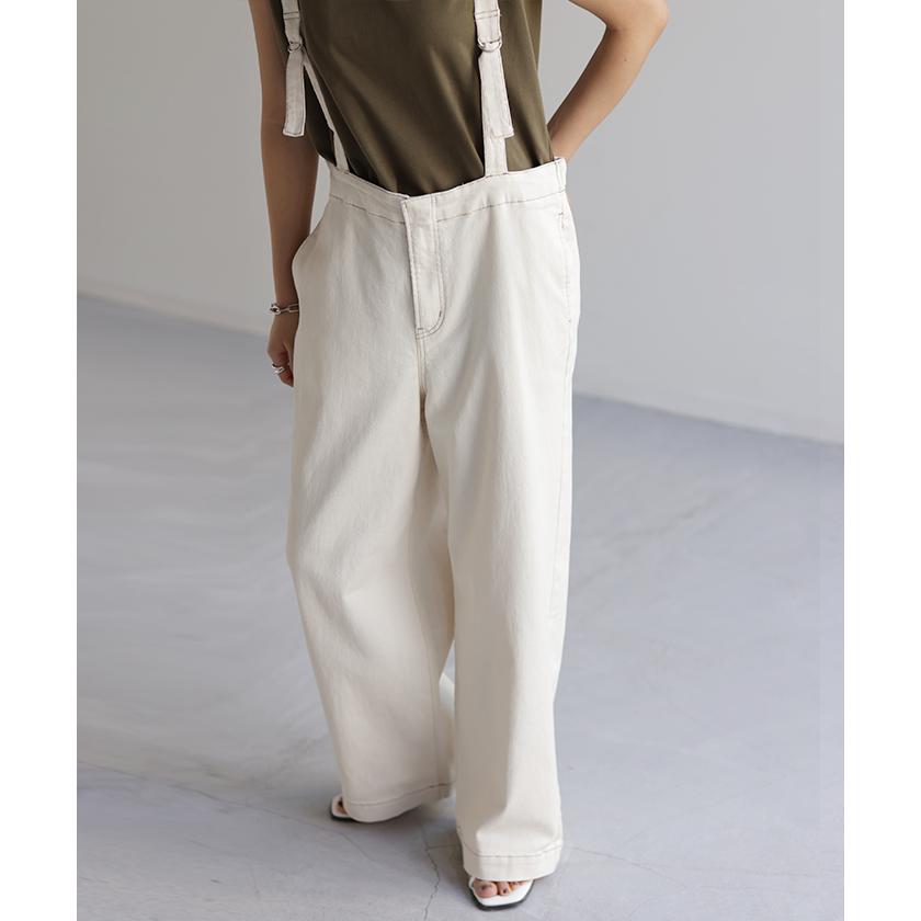 サロペット サロペ デニム 大人 オールインワン レディース サロペット 脚長 大きいサイズ つなぎ ワイドパンツ | HUG.U | 09