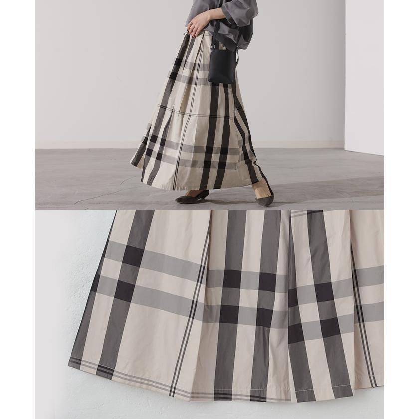 SALE スカート 軽量 チェック ロングスカート 配色チェック フレア Aライン レディース チェック柄 ボトムス | HUG.U | 14