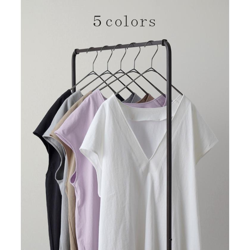 Tシャツ カットソー レディース 深Vネック 厚手 ベスト トップス 二の腕カバー きれいめ レイヤード | HUG.U | 14