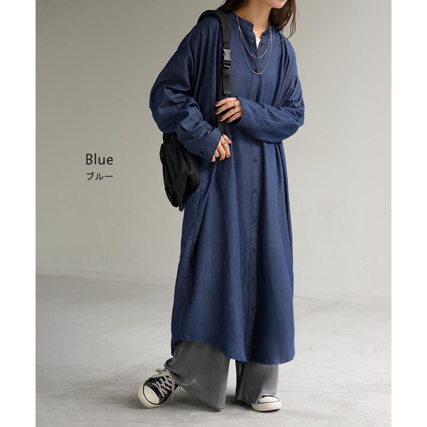 ワンピース シャツワンピース ロング シャツ ダンガリー レディース ロングワンピース ロングワンピ デニムシャツ | HUG.U | 14