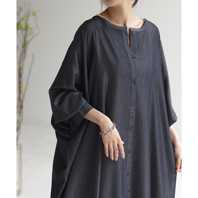 ワンピース シャツワンピース ロング シャツ ダンガリー レディース ロングワンピース ロングワンピ デニムシャツ | HUG.U | 06