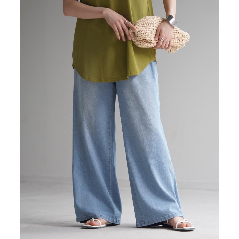 デニム 接触冷感 レディース デニムパンツ ワイドパンツ ワイド ジーンズ ジーパン ロング ズボン ボトム | HUG.U | 08