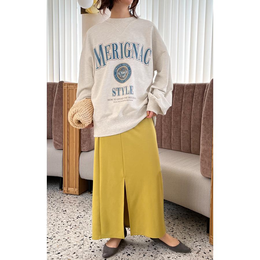 カットソー ロンT ロゴ トレーナー カットソー レディース ロゴT オーバーサイズ 長袖 Tシャツ ロング | HUG.U | 16