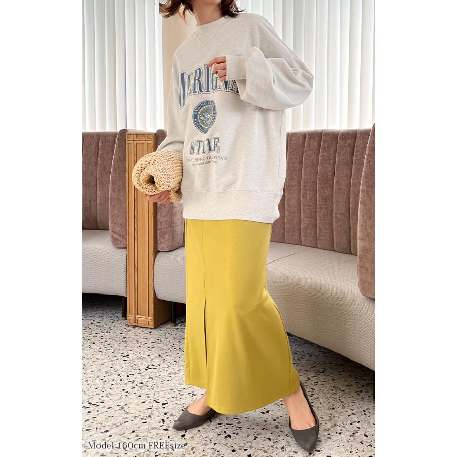 カットソー ロンT ロゴ トレーナー カットソー レディース ロゴT オーバーサイズ 長袖 Tシャツ ロング | HUG.U | 04