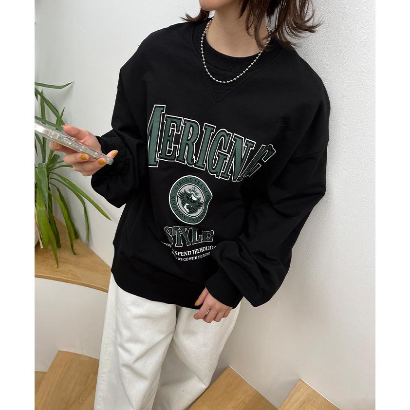 カットソー ロンT ロゴ トレーナー カットソー レディース ロゴT オーバーサイズ 長袖 Tシャツ ロング | HUG.U | 05