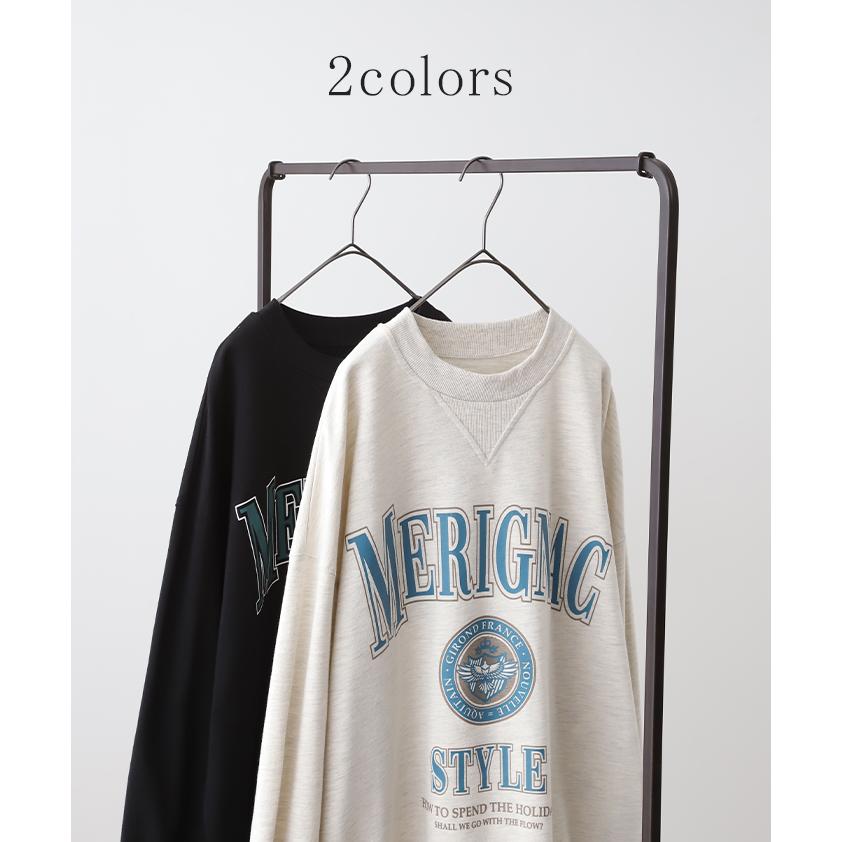 カットソー ロンT ロゴ トレーナー カットソー レディース ロゴT オーバーサイズ 長袖 Tシャツ ロング | HUG.U | 10