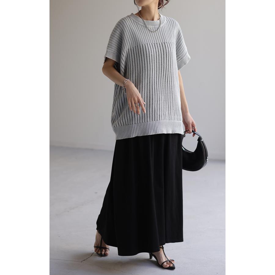 ニット サマーニット 透かし編み ニット 二の腕カバー レディース トップス Tシャツ コクーン ドルマンスリーブ | HUG.U | 21