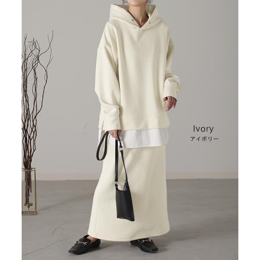 セットアップ スウェット レディース トレーナー トップス スカート 無地 ワンマイルウェア ルームウェア 2点セット | HUG.U | 13