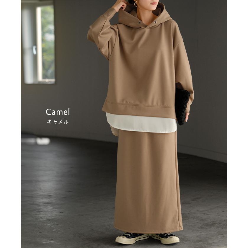 セットアップ スウェット レディース トレーナー トップス スカート 無地 ワンマイルウェア ルームウェア 2点セット | HUG.U | 14