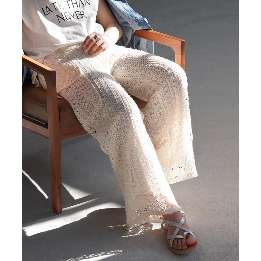 パンツ レース ニット ニットパンツ お洒落 レディース ワイド ワイドパンツ フレア フレアパンツ レギパン | HUG.U | 13
