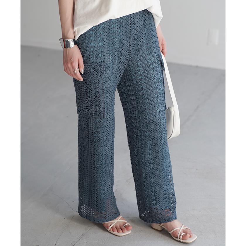 パンツ レース ニット ニットパンツ お洒落 レディース ワイド ワイドパンツ フレア フレアパンツ レギパン | HUG.U | 08