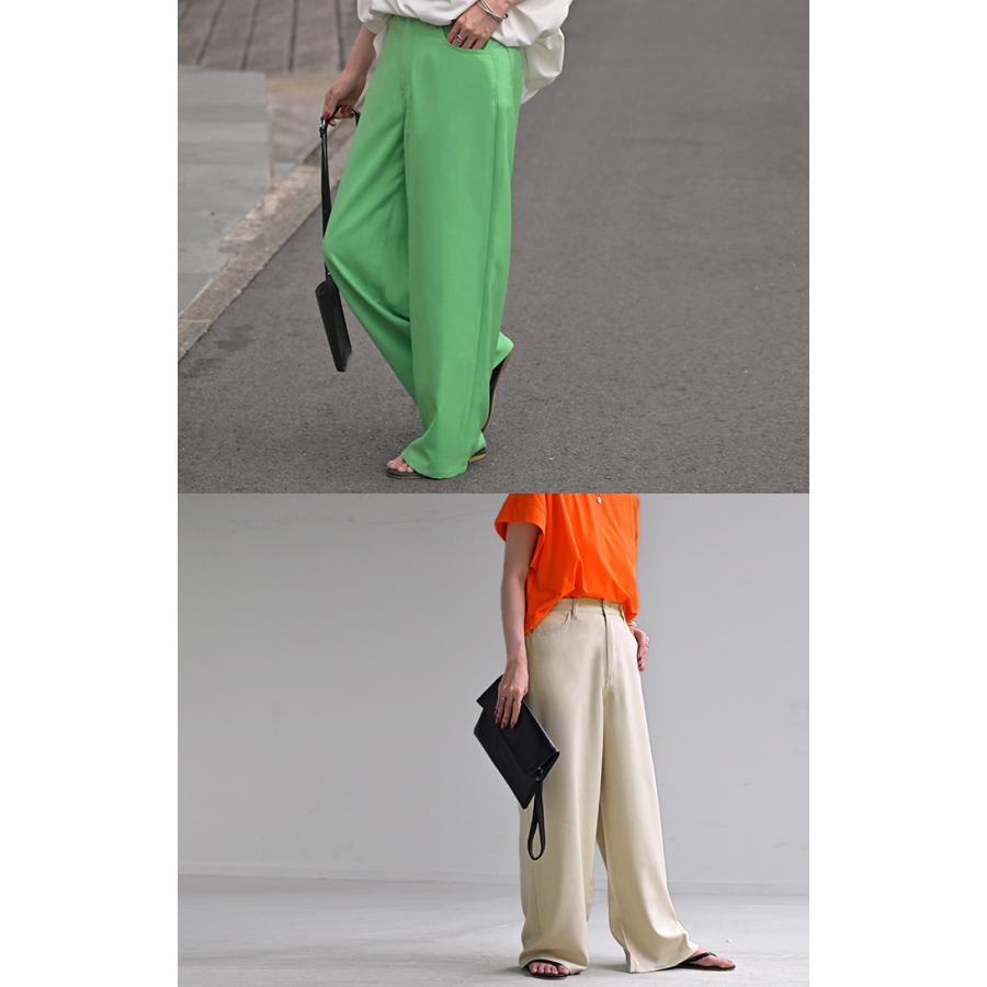 パンツ 接触冷感 スラックス レディース 春夏 シワになりにくい ボトムス ワイドパンツ ワイド ロング | HUG.U | 15