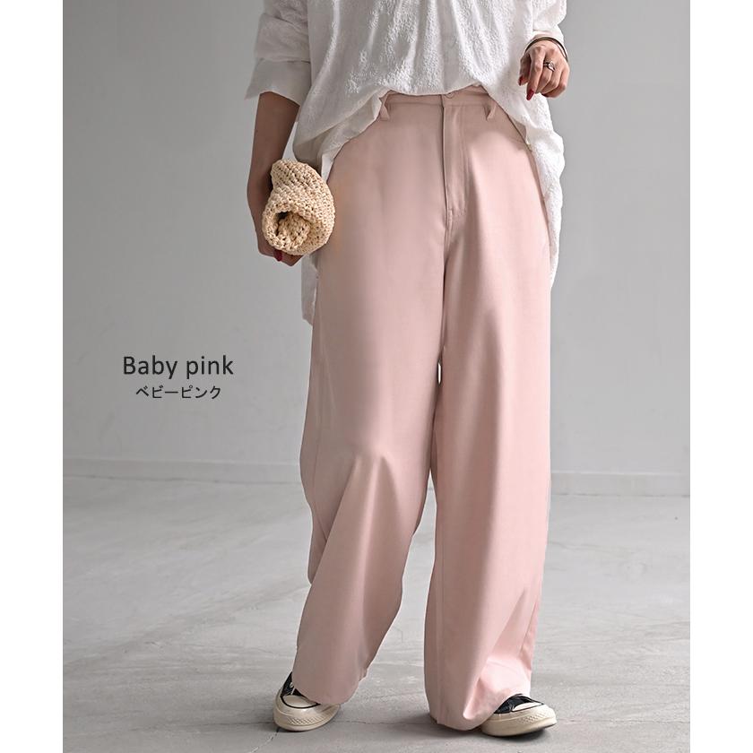パンツ 接触冷感 スラックス レディース 春夏 シワになりにくい ボトムス ワイドパンツ ワイド ロング | HUG.U | 19