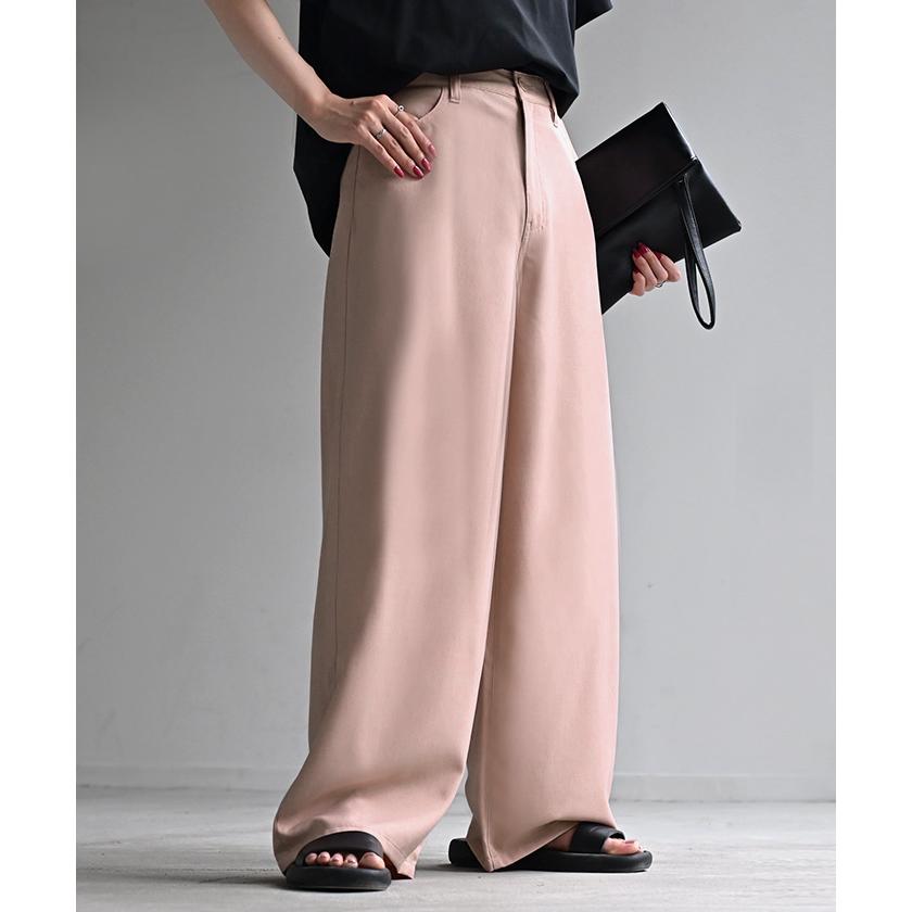 パンツ 接触冷感 スラックス レディース 春夏 シワになりにくい ボトムス ワイドパンツ ワイド ロング | HUG.U | 09