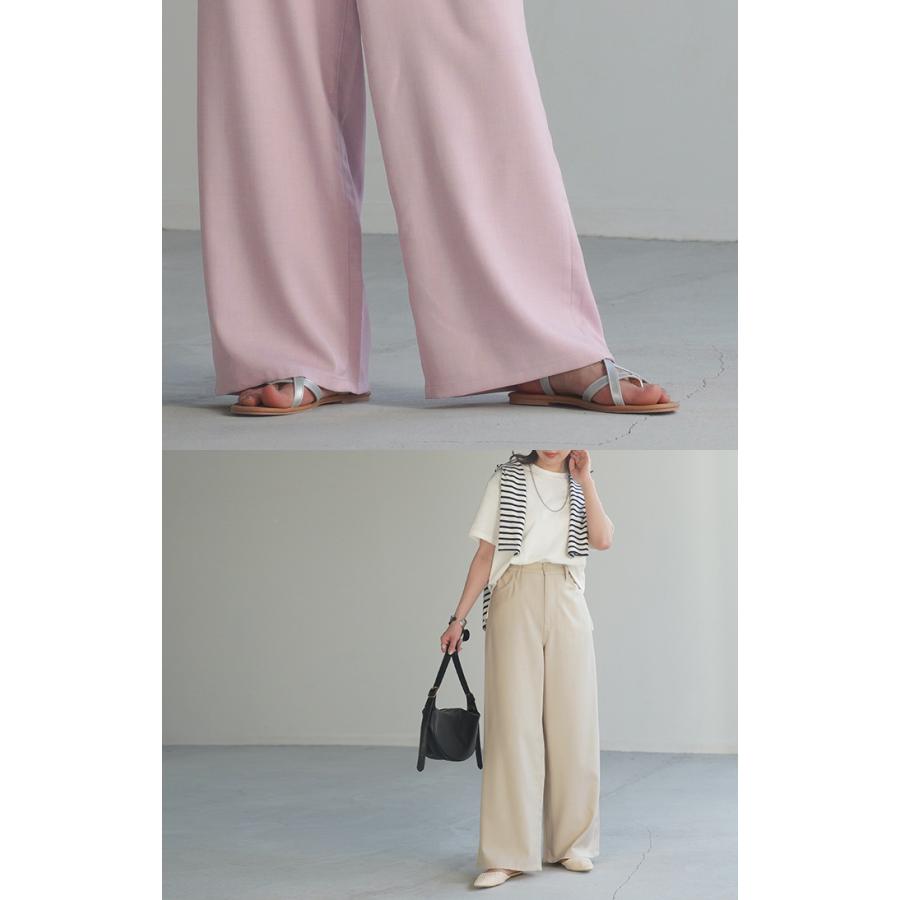 パンツ 接触冷感 スラックス レディース 春夏 シワになりにくい ボトムス ワイドパンツ ワイド ロング | HUG.U | 19