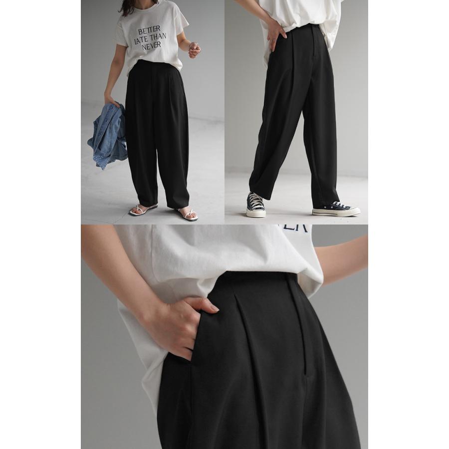 パンツ レディース タック ワイドパンツ ボトムス ゆったり 接触冷感 