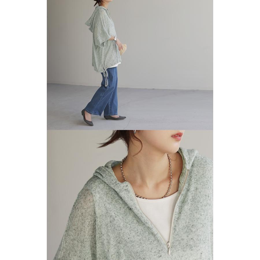 パーカー サマーニット 七分袖 ハーフジップ レディース アウター ライトアウター トップス フーディー | HUG.U | 20