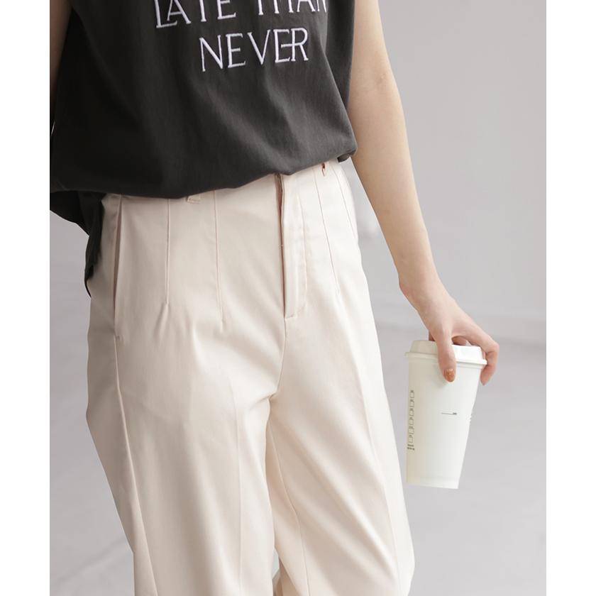 パンツ レディース 超ストレッチ テーパードパンツ センタープレス テーパード カラーパンツ アンクルパンツ | HUG.U | 19