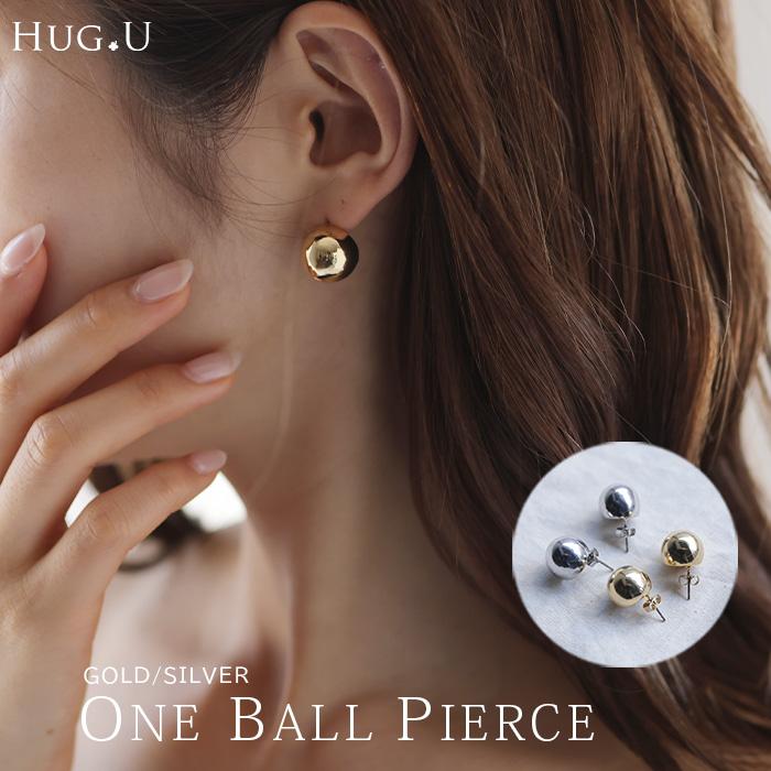 HUG.U ピアス ボール アクセサリー 丸 大きめ 半円 シルバー HUG.U ピアス ボール アクセサリー 丸 大きめ 半円 シルバー