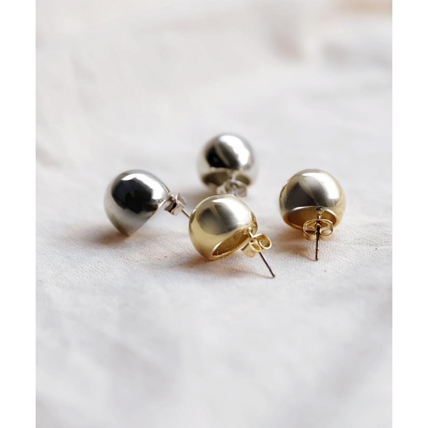 ピアス ボール アクセサリー 丸 大きめ 半円 シルバー ゴールド シルバーアクセサリー 大ぶり 丸玉 アクセ | HUG.U | 14