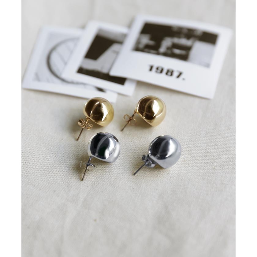 ピアス ボール アクセサリー 丸 大きめ 半円 シルバー ゴールド シルバーアクセサリー 大ぶり 丸玉 アクセ | HUG.U | 03