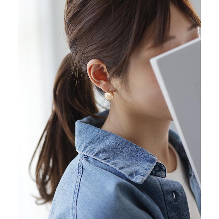 ピアス ボール アクセサリー 丸 大きめ 半円 シルバー ゴールド シルバーアクセサリー 大ぶり 丸玉 アクセ | HUG.U | 06