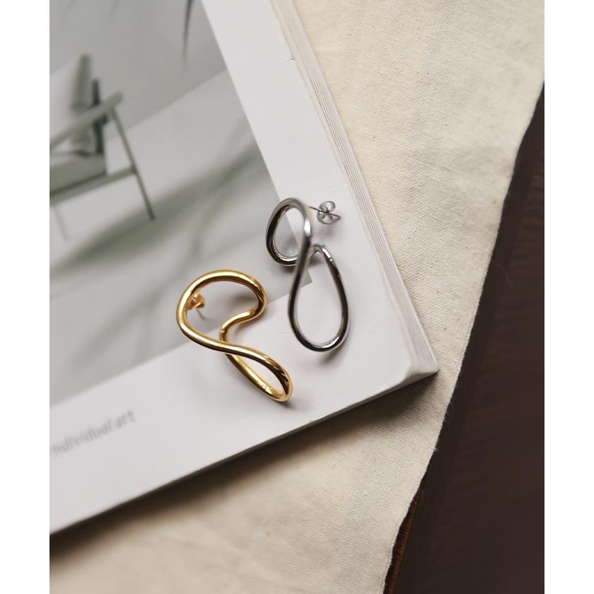 ピアス アクセサリー インフィニティ シルバー ゴールド シルバーアクセサリー 大ぶり カーブ ウェーブ | HUG.U | 14