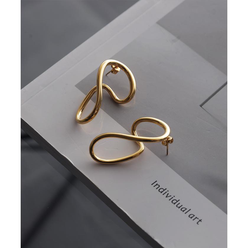 ピアス アクセサリー インフィニティ シルバー ゴールド シルバーアクセサリー 大ぶり カーブ ウェーブ | HUG.U | 07